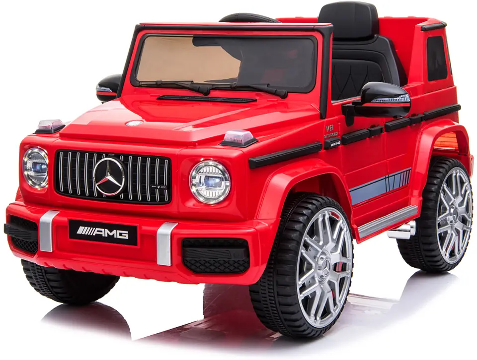 Mercedes G63 AMG V8 Biturbo Kinderauto von SIMRON in Rot, schräg vorne