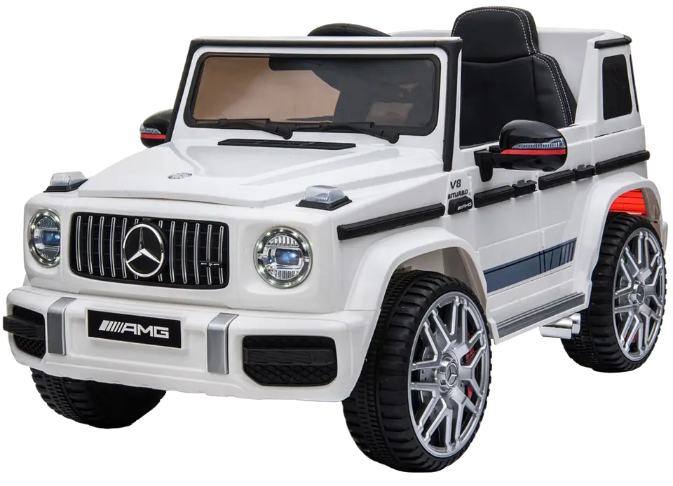 Mercedes G63 AMG V8 Biturbo Kinderauto von SIMRON in Weiß