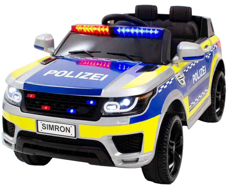 POLIZEI Kinderauto Polizeiauto von SIMRON in Deutsche Polizei (Blau-Grün)