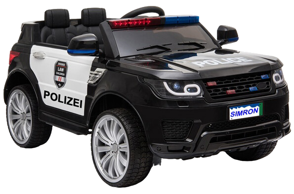POLIZEI Kinderauto Polizeiauto von SIMRON in Schwarz (POLIZEI / 110)